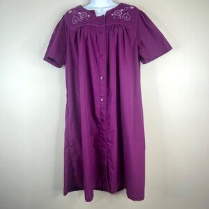 Go Softly Patio Dress Medium Lounge Caftan Kaftan Embroidered Midi MuuMuu Comfy